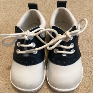 Leather saddle dress boy shoes